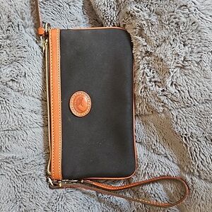 Dooney & Bourke BLACK Coated canvas/ leather vintage Wallet Wristlet